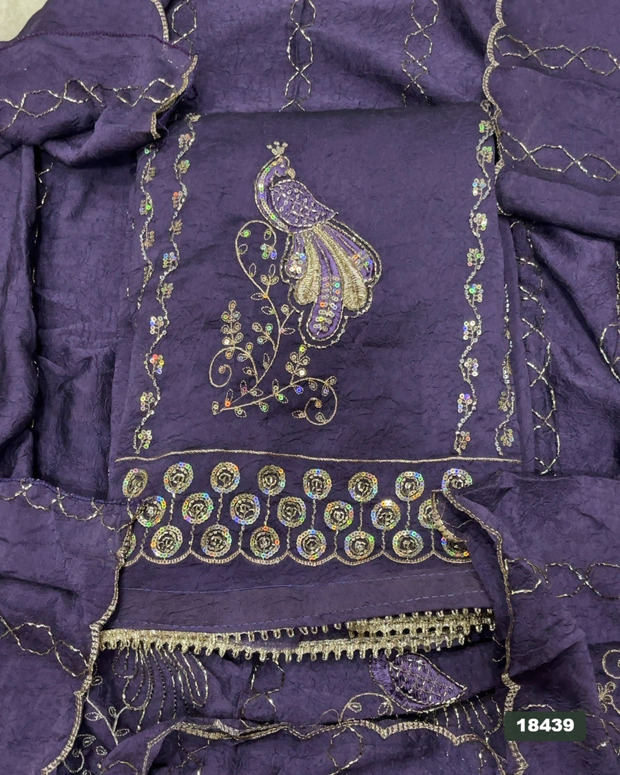 Crush Silk Embroidery Suit Set