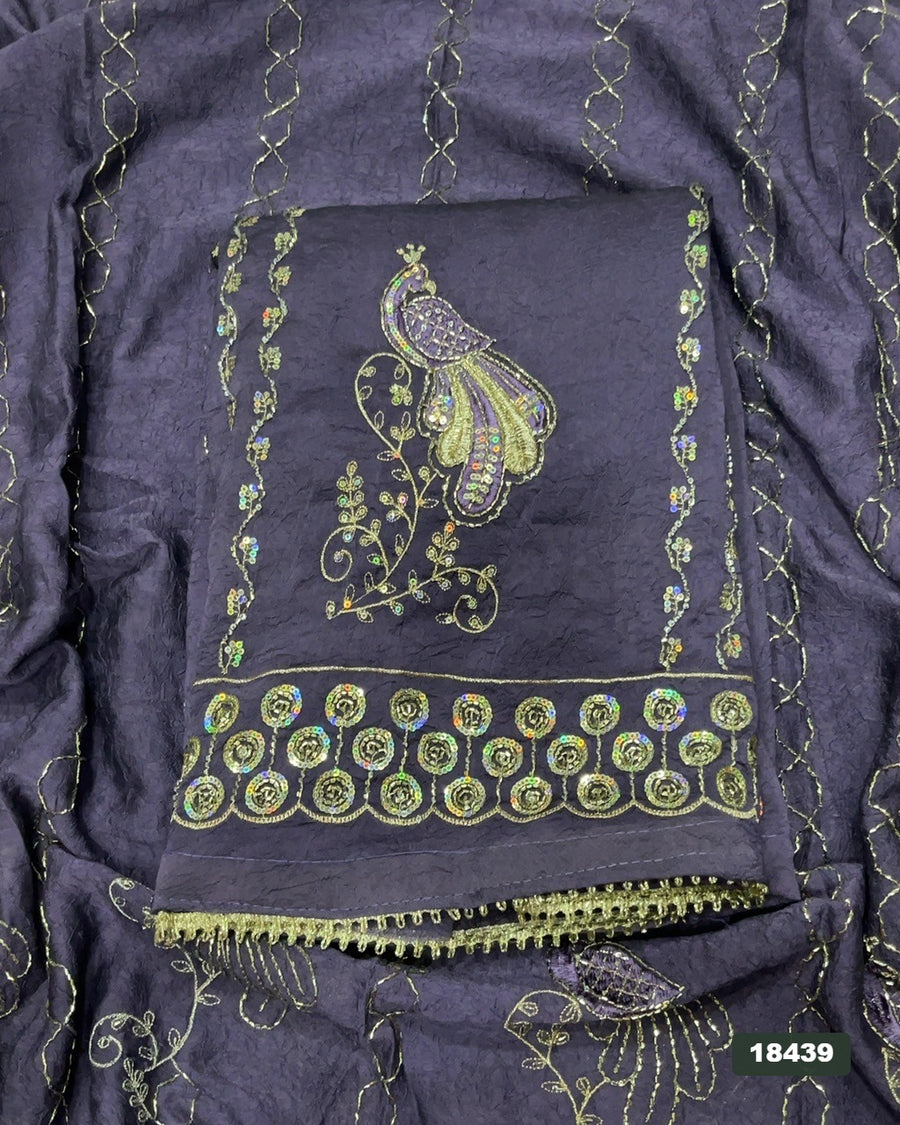 Crush Silk Embroidery Suit Set