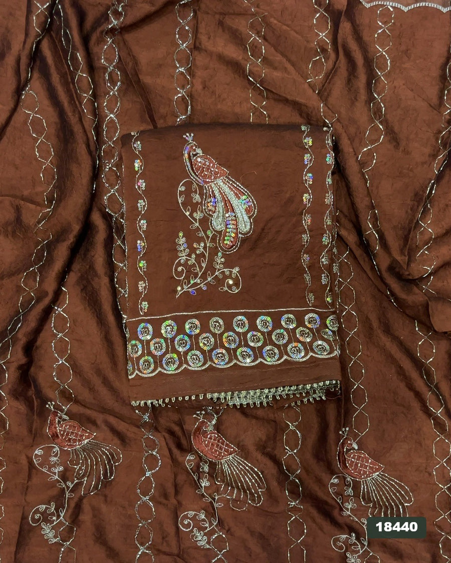 Crush Silk Embroidery Suit Set