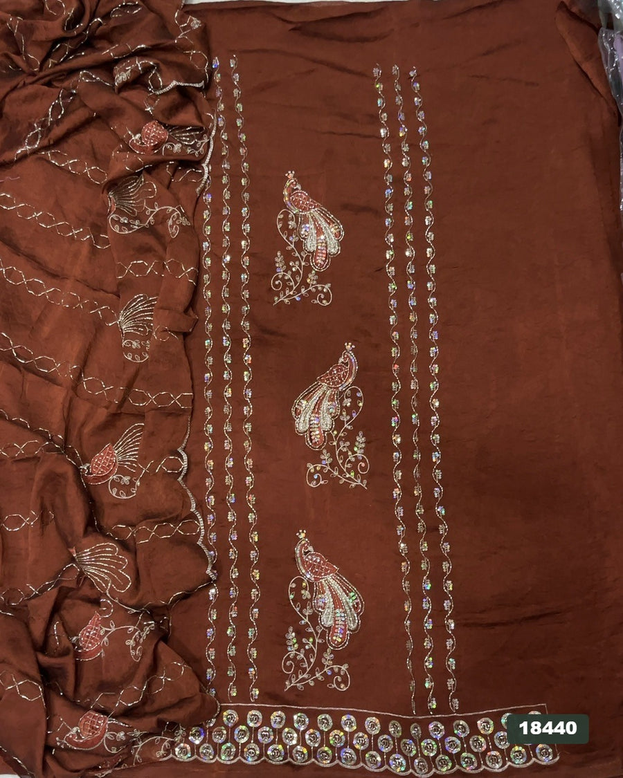 Crush Silk Embroidery Suit Set