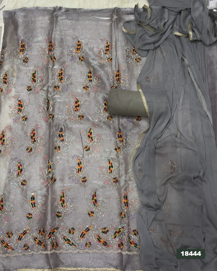 Silk Embroidery Suit Set