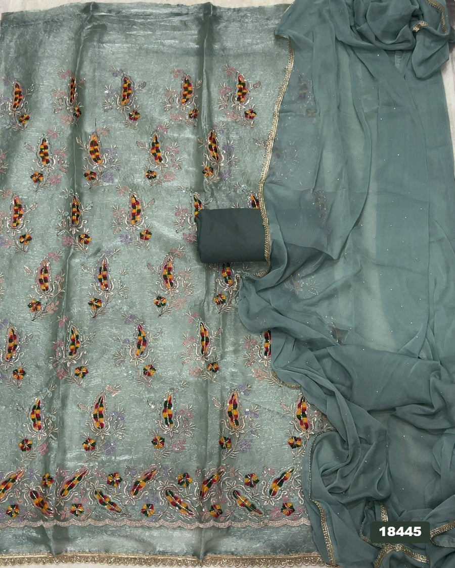 Silk Embroidery Suit Set