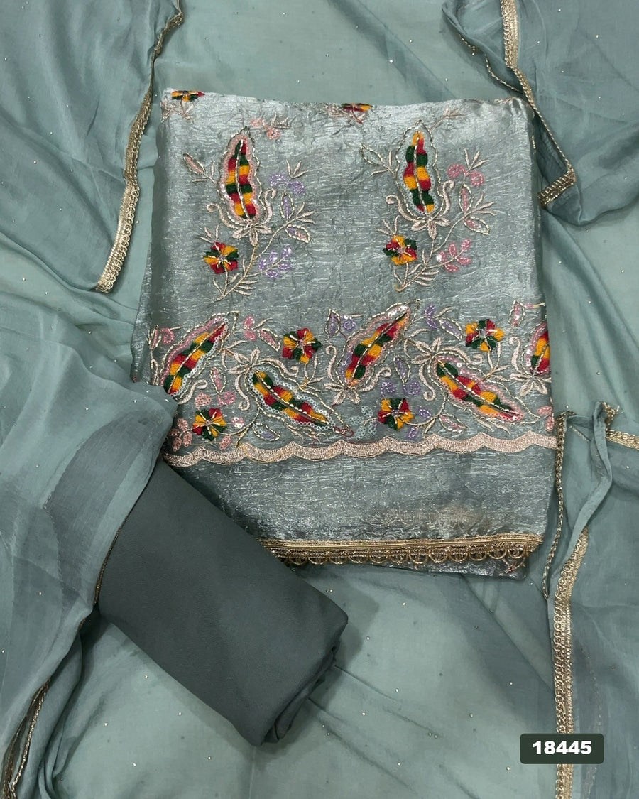 Silk Embroidery Suit Set