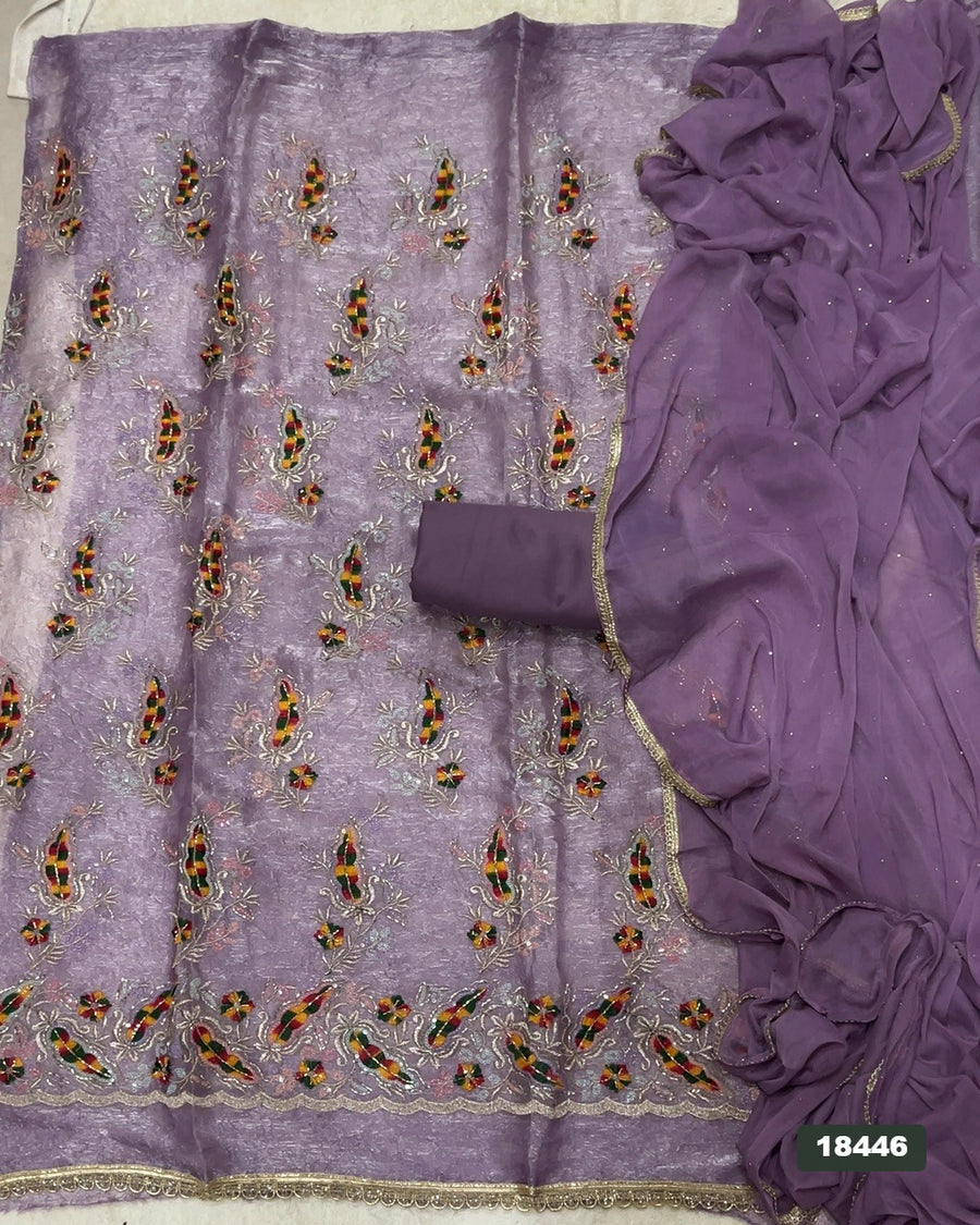 Silk Embroidery Suit Set