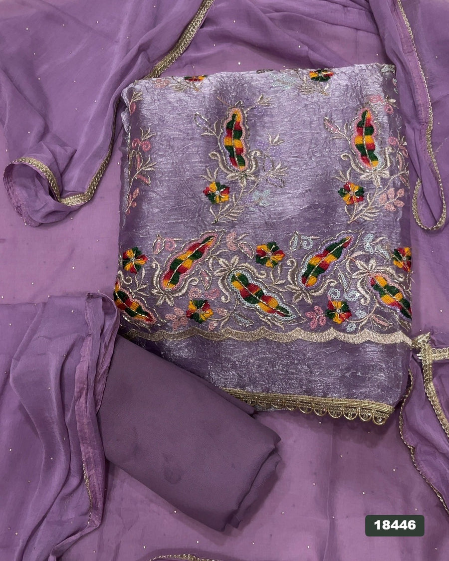 Silk Embroidery Suit Set