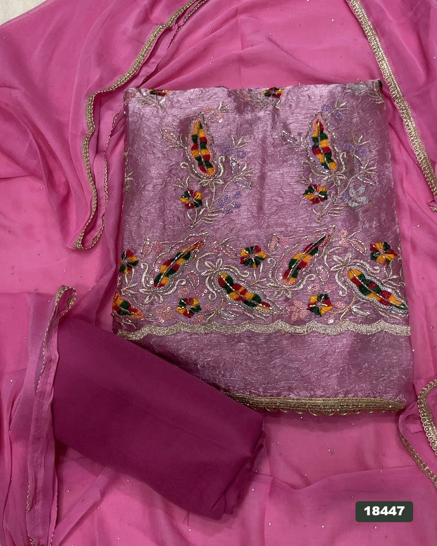 Silk Embroidery Suit Set