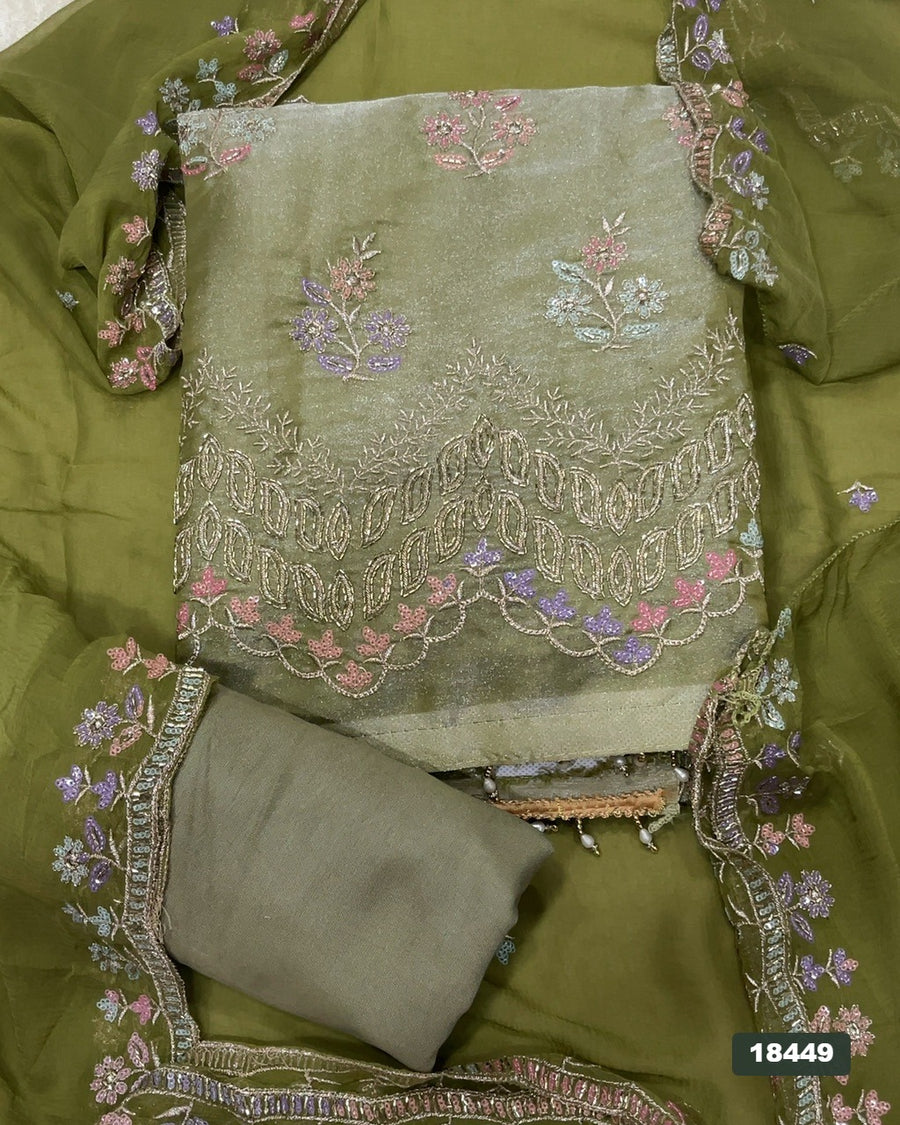 Silk Embroidery Suit Set