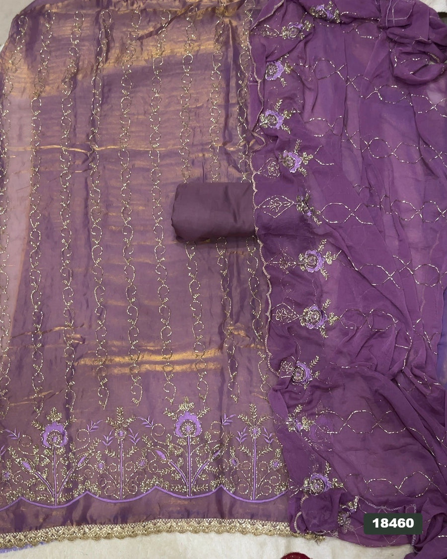 Silk Embroidery Suit Set
