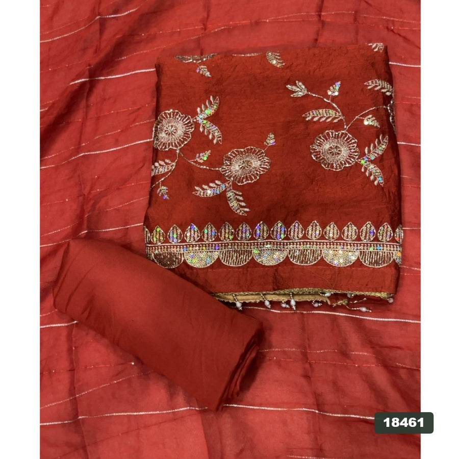 Crush Silk Embroidery Suit Set
