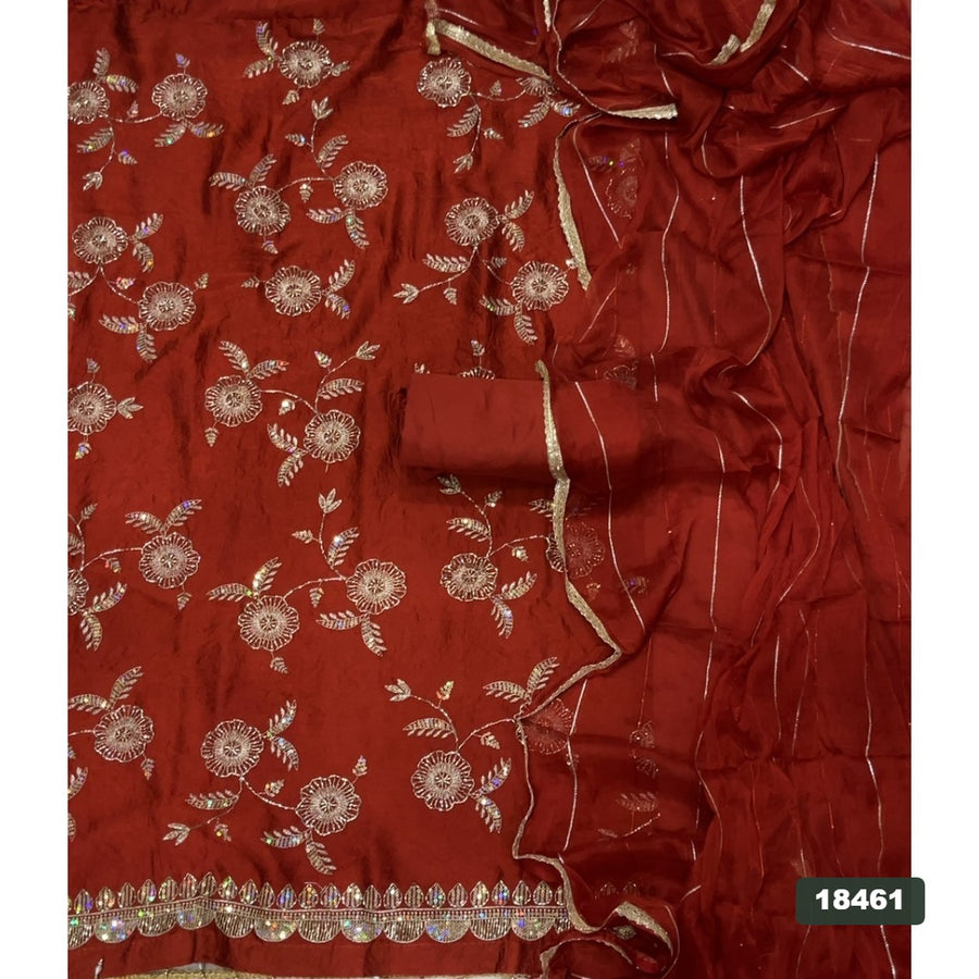 Crush Silk Embroidery Suit Set