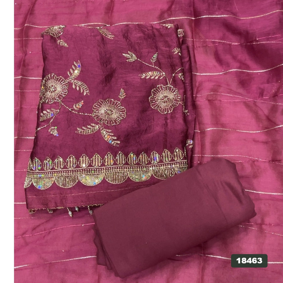 Crush Silk Embroidery Suit Set