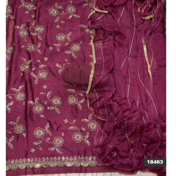 Crush Silk Embroidery Suit Set