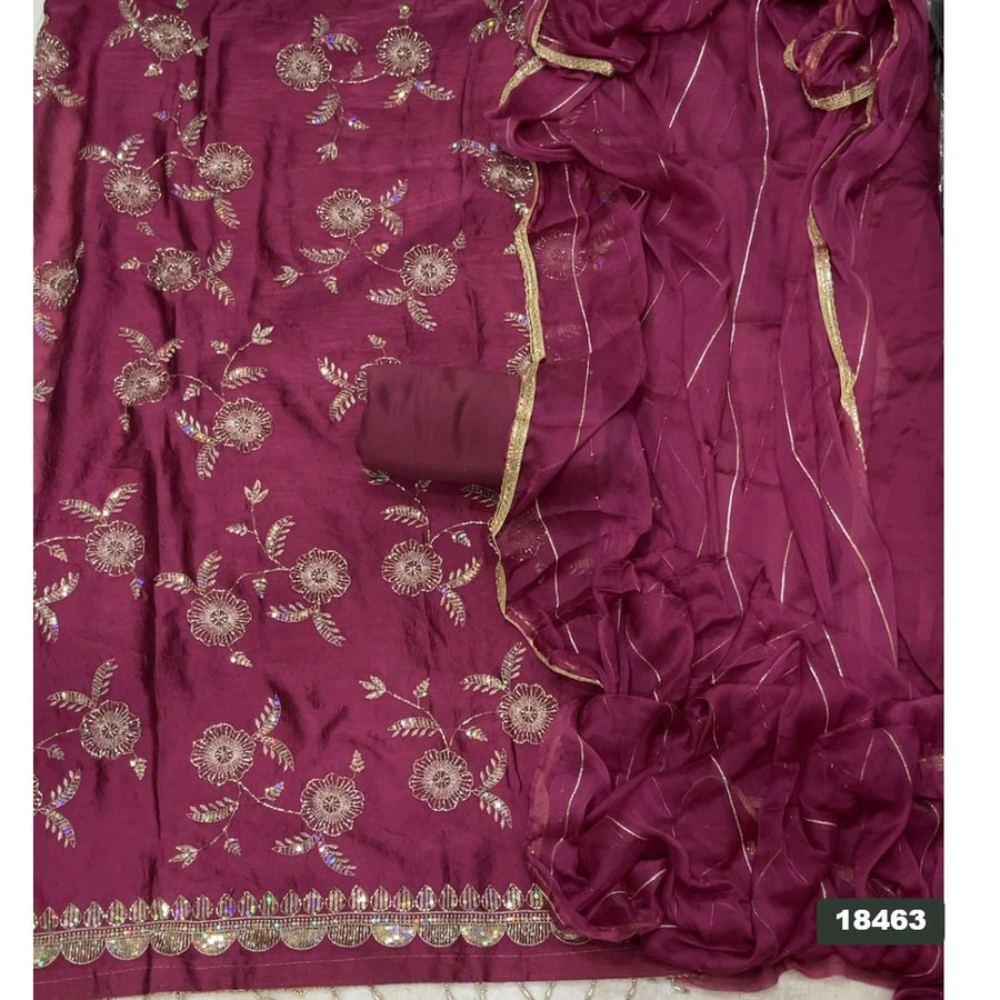 Crush Silk Embroidery Suit Set