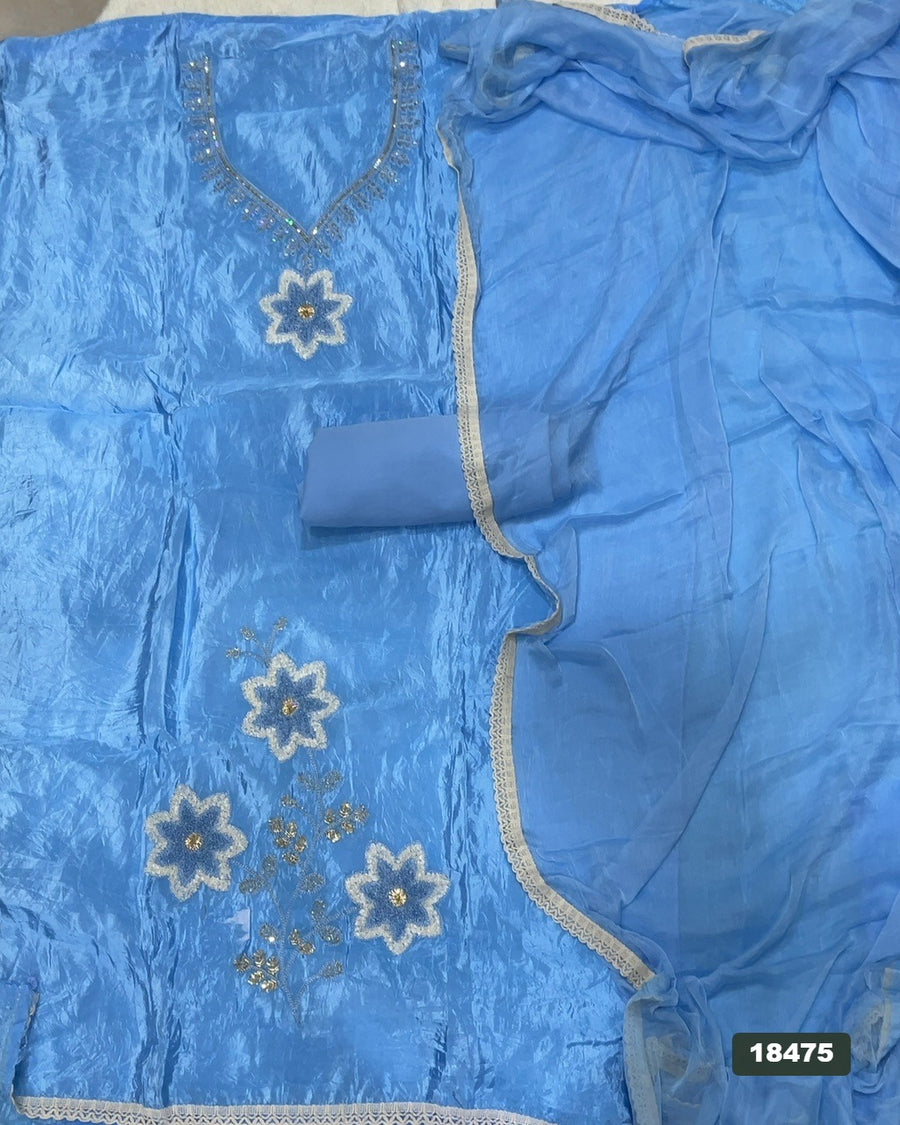 Crush Silk Embroidery Suit Set