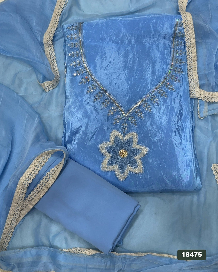 Crush Silk Embroidery Suit Set