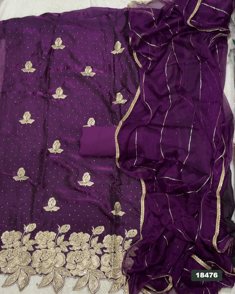 Silk Embroidery Suit Set