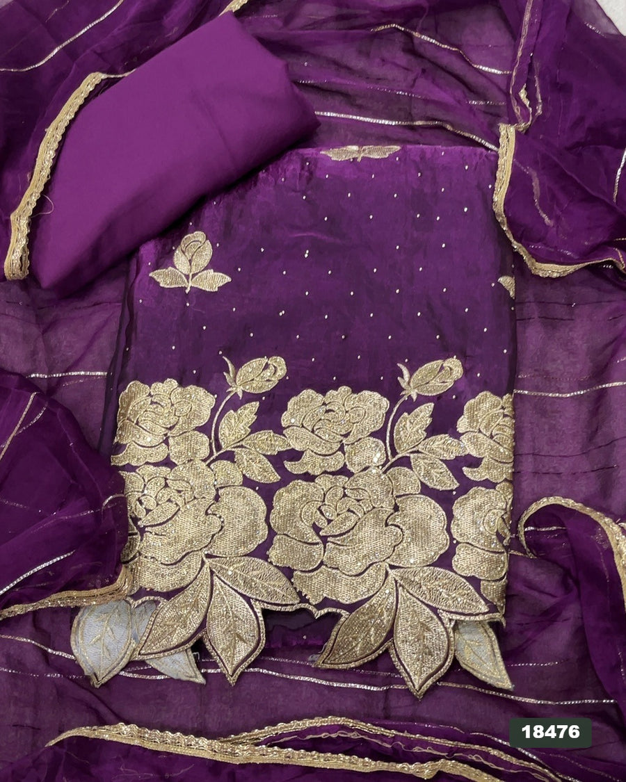 Silk Embroidery Suit Set