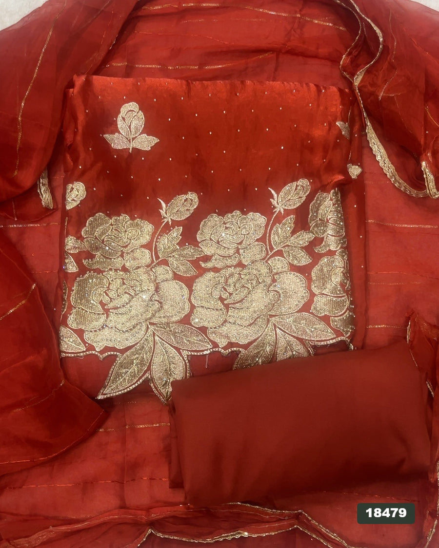 Silk Embroidery Suit Set