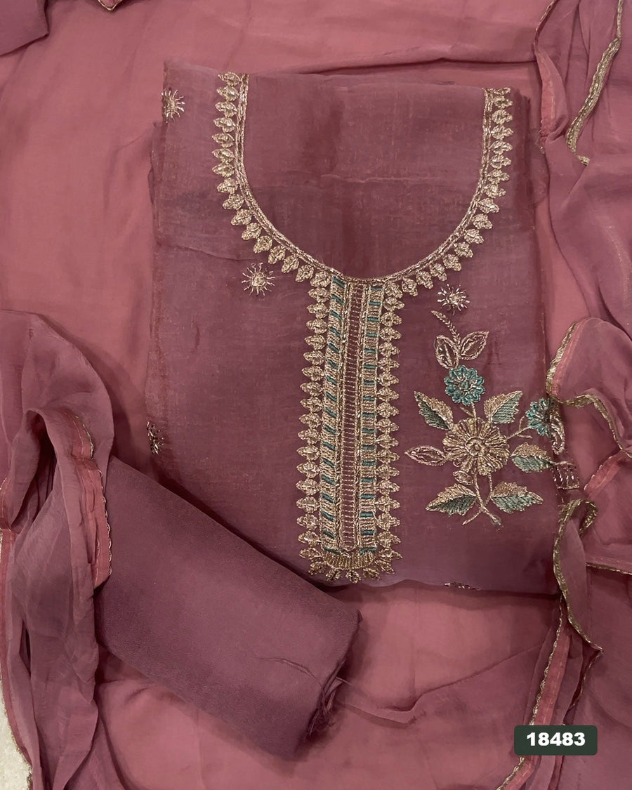 Silk Embroidery Suit Set