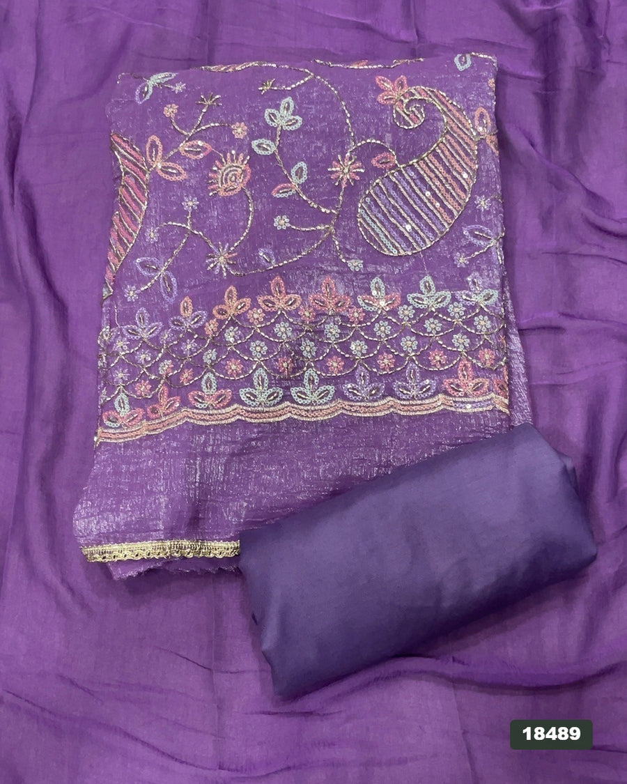 Shimmer Silk Embroidery Suit Set