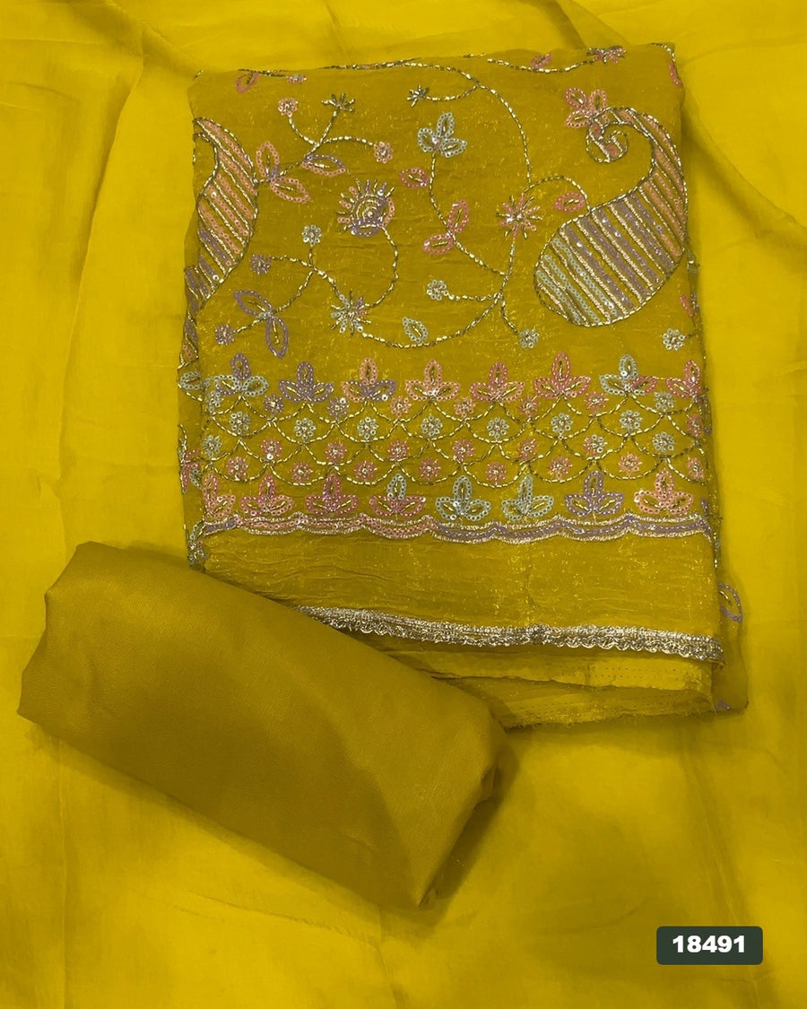Shimmer Silk Embroidery Suit Set