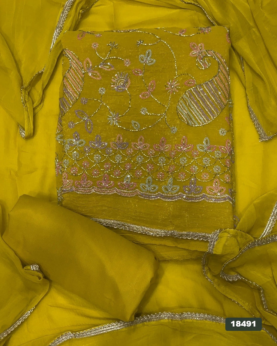 Shimmer Silk Embroidery Suit Set