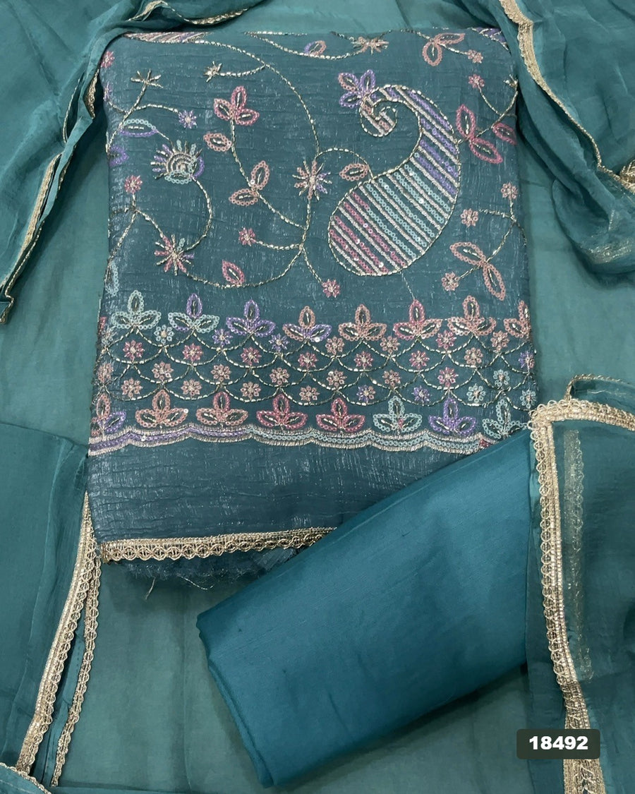 Shimmer Silk Embroidery Suit Set