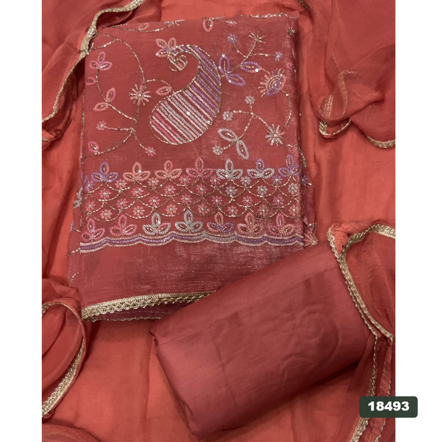 Shimmer Silk Embroidery Suit Set