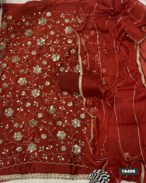 Silk Embroidery Suit Set