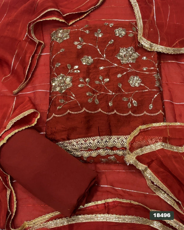 Silk Embroidery Suit Set
