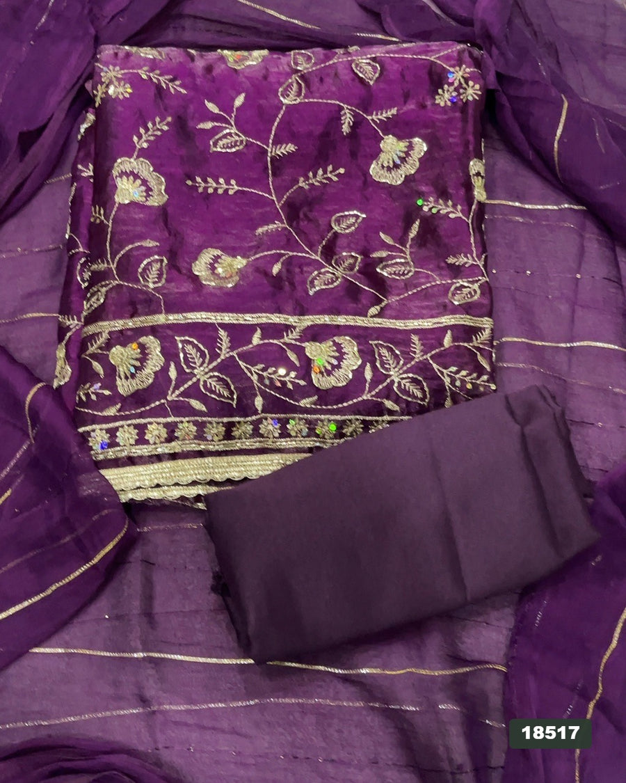 Silk Embroidery Suit Set