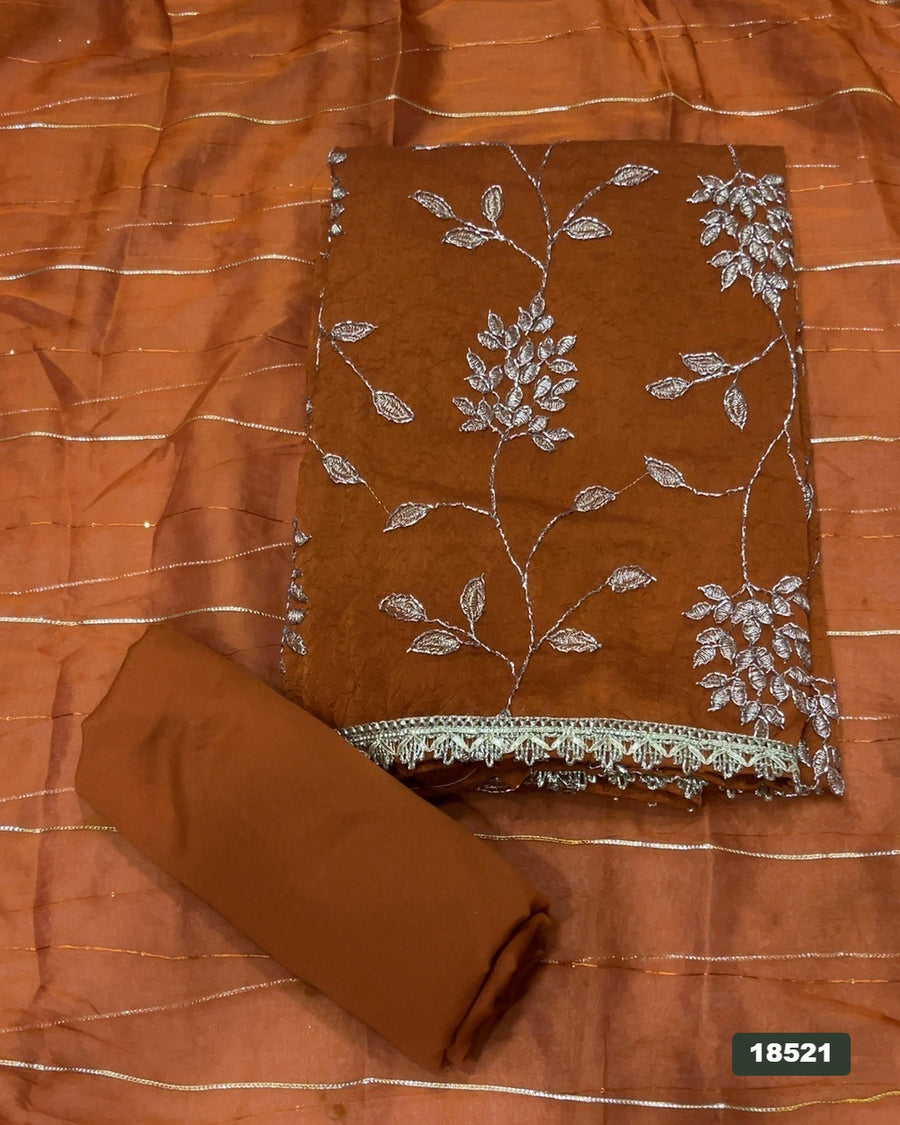 Crush Silk Embroidery Suit Set