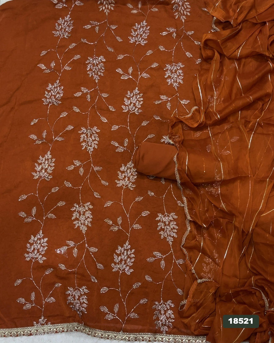 Crush Silk Embroidery Suit Set