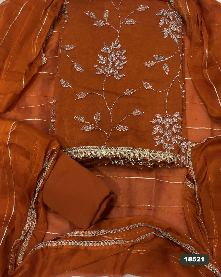 Crush Silk Embroidery Suit Set