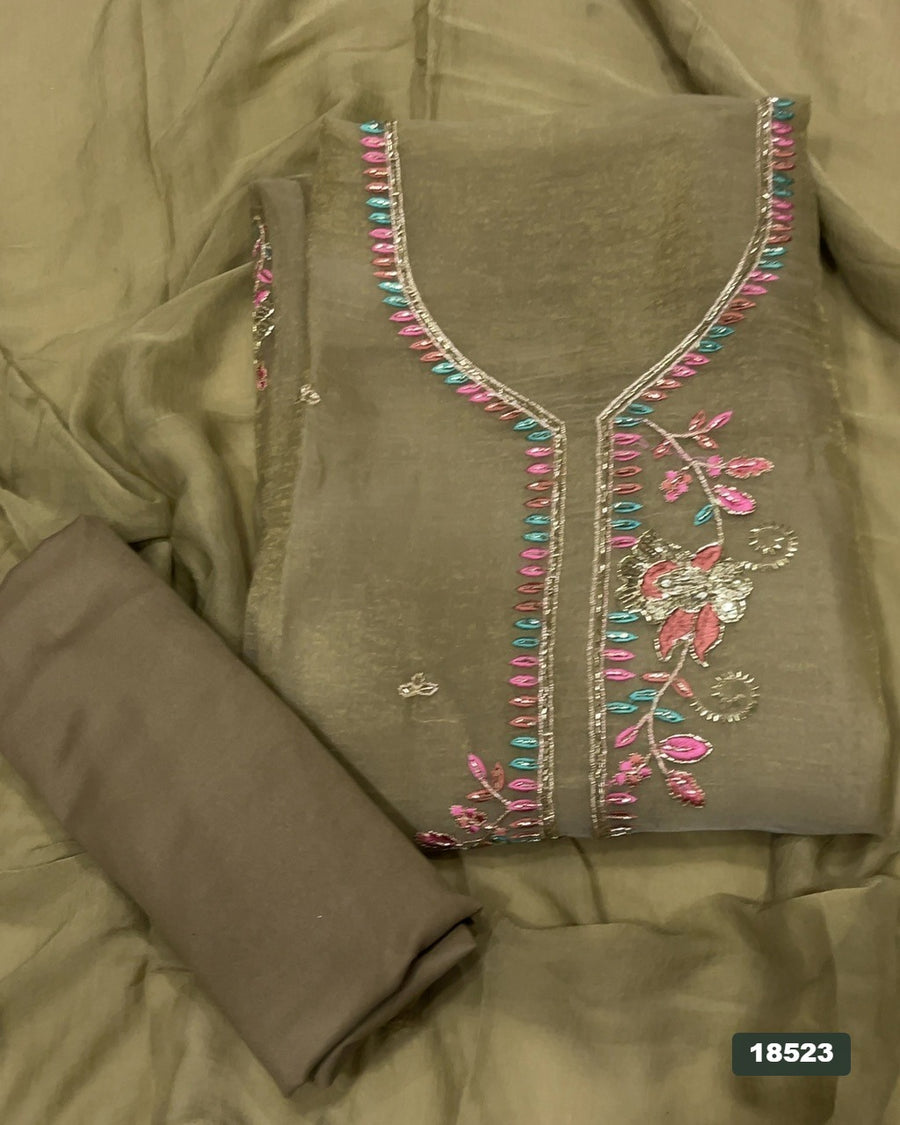 Silk Embroidery Suit Set