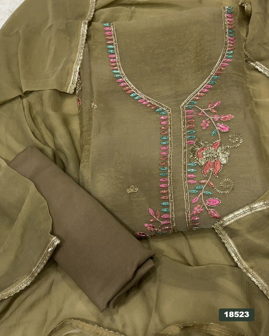 Silk Embroidery Suit Set