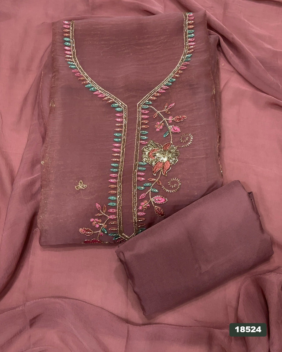 Silk Embroidery Suit Set