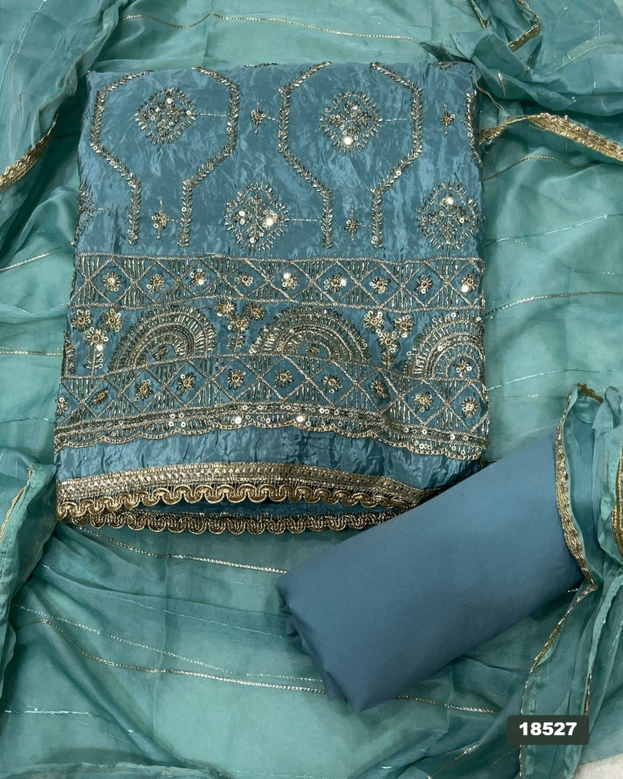 Silk Embroidery Suit Set