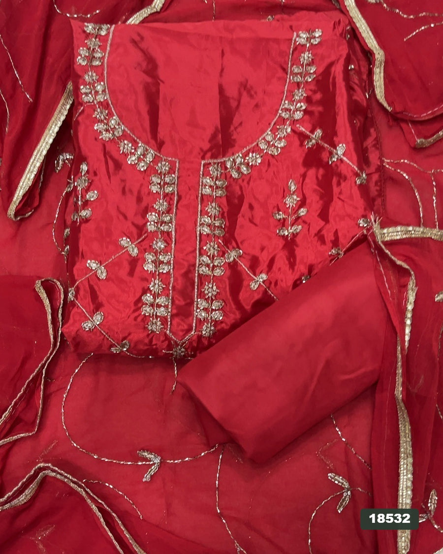 Glass Organza Silk Embroidery Suit Set
