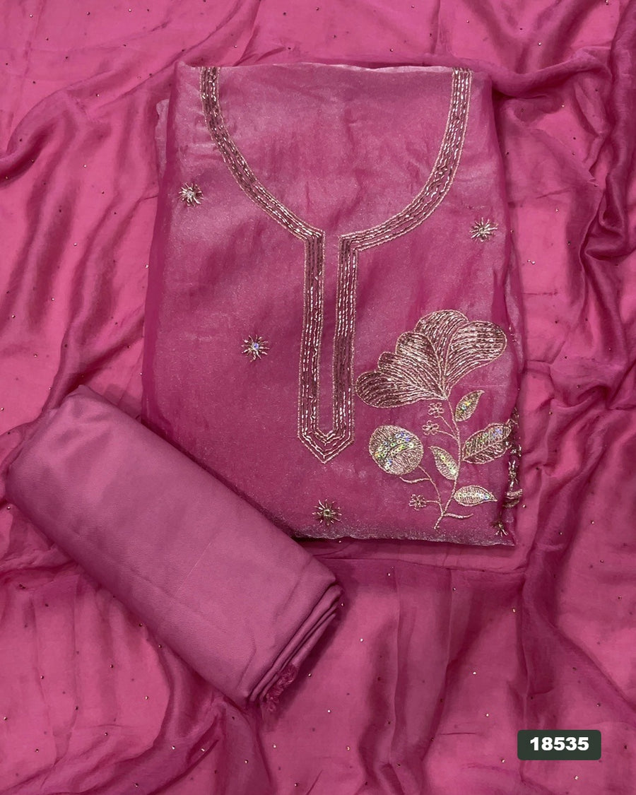 Silk Embroidery Suit Set