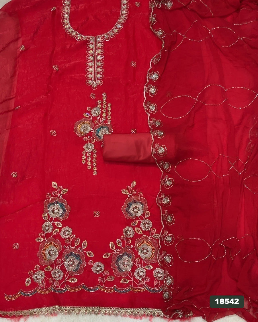 Silk Embroidery Suit Set