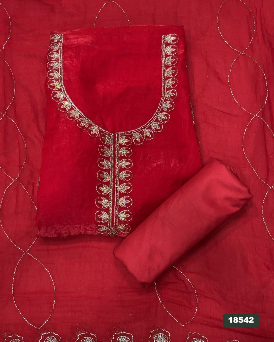 Silk Embroidery Suit Set