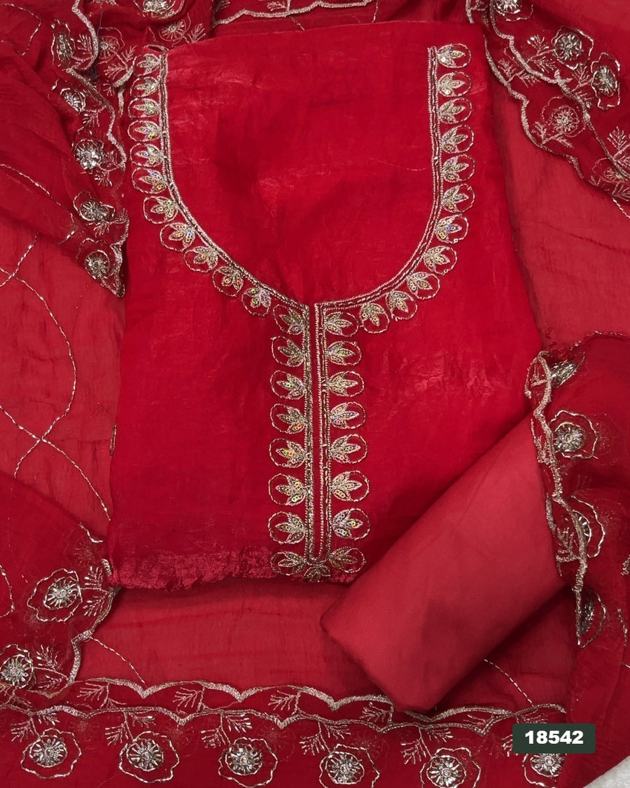 Silk Embroidery Suit Set