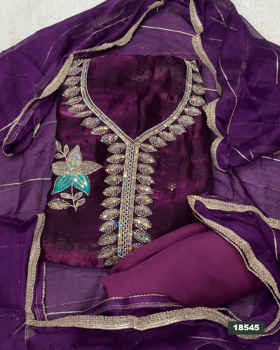 Silk Embroidery Suit Set