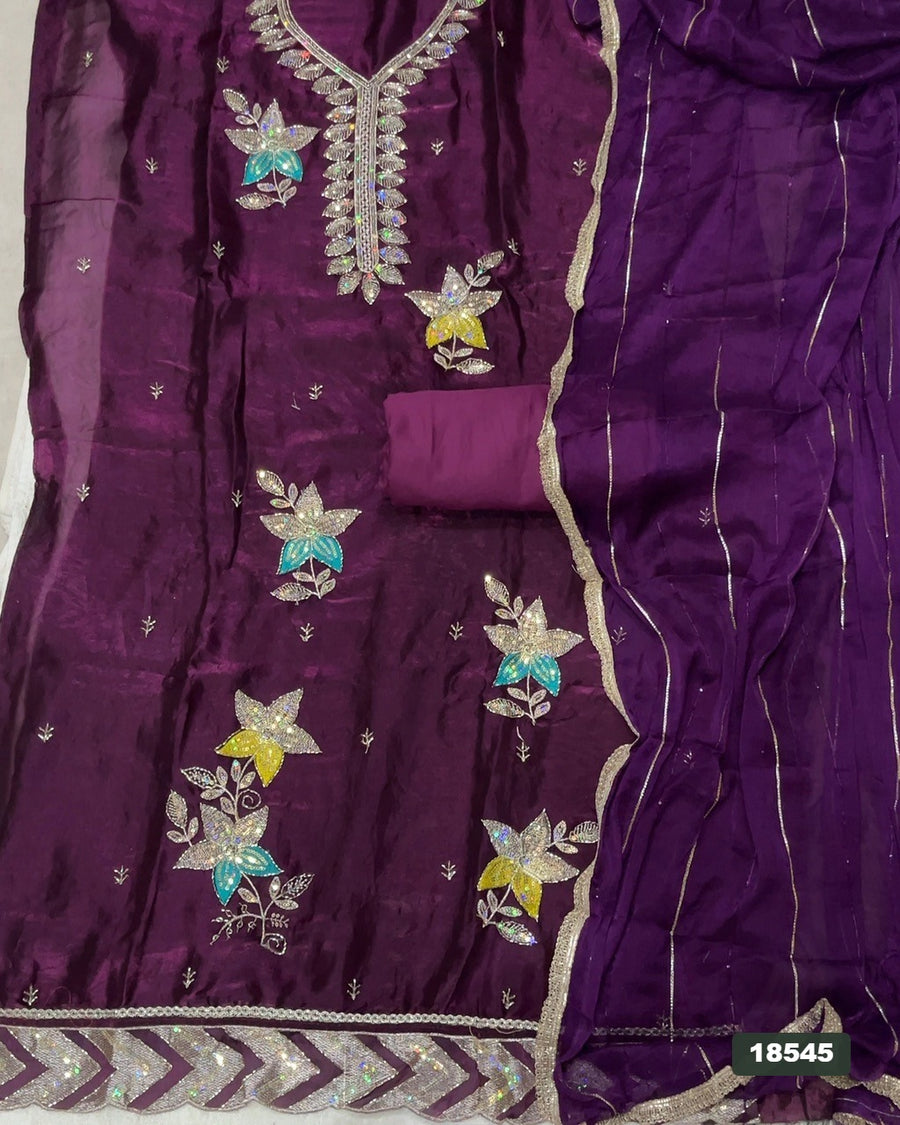Silk Embroidery Suit Set