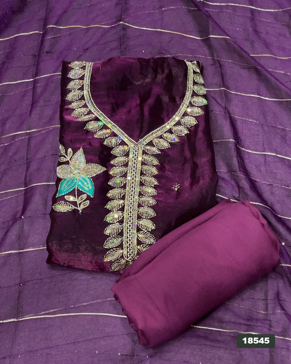 Silk Embroidery Suit Set