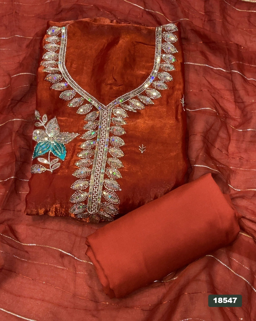 Silk Embroidery Suit Set