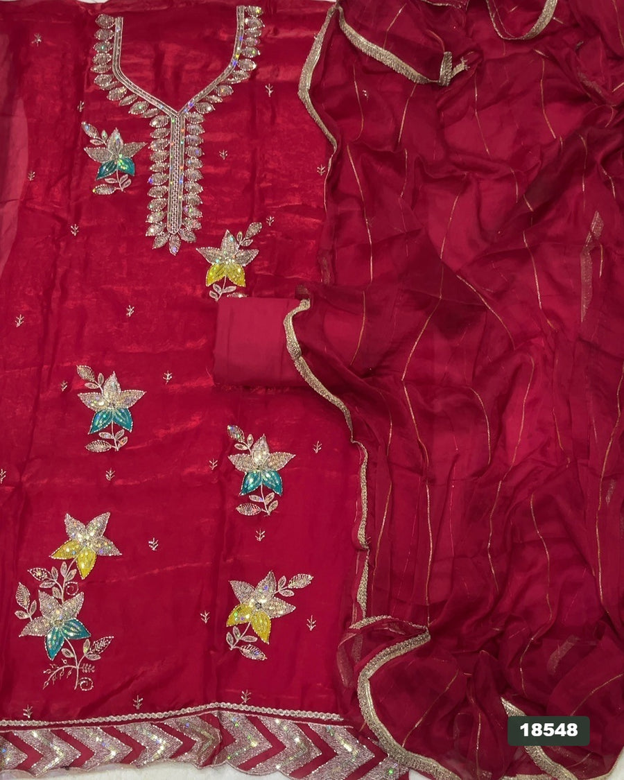 Silk Embroidery Suit Set