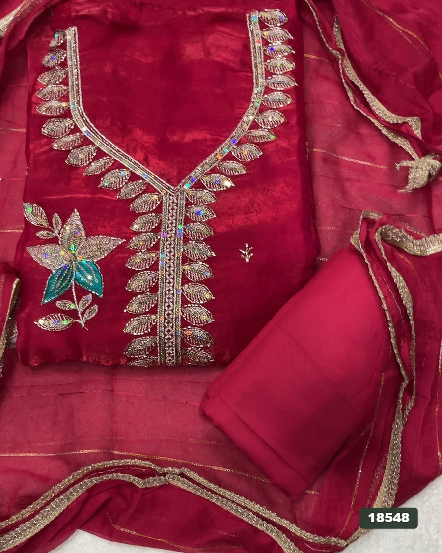 Silk Embroidery Suit Set