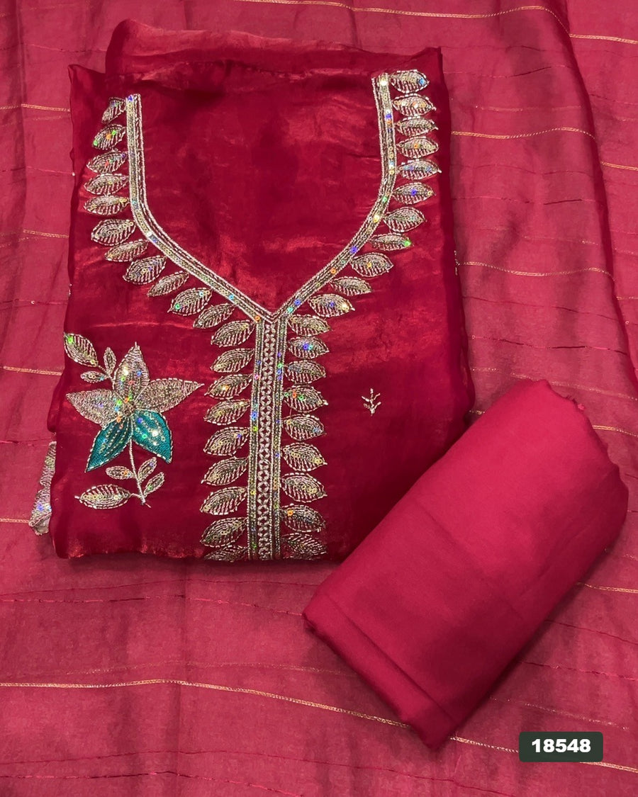 Silk Embroidery Suit Set